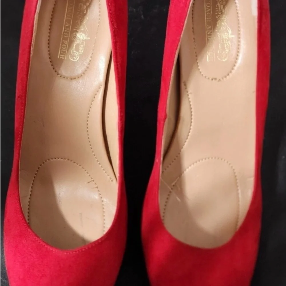 COACH Red Suede 3” Pumps Size 7
Tie-Up Lace Back Side of Heel Silver Finishings - Picture 13 of 14